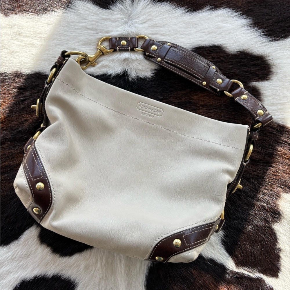 Coach Tan and Brown Shoulder Bag